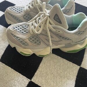New Balance Gray and Green Athletic Sneakers